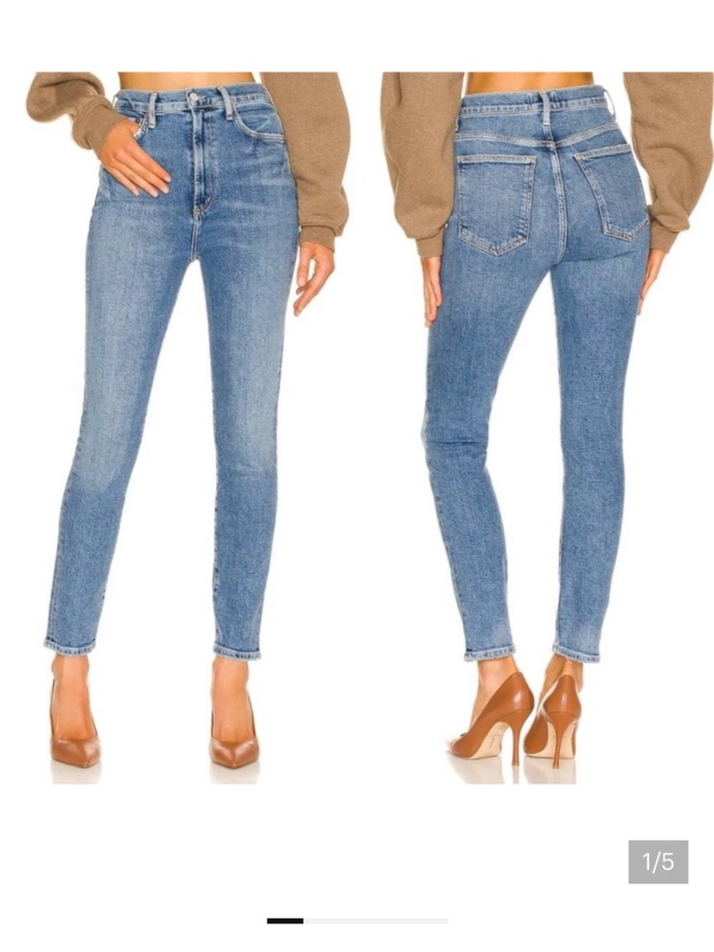 Agolde High-Rise Pinch Waist Skinny Jeans - Light Blue Denim